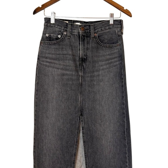 Levi's Premium Women's Ankle Column Denim Skirt- Black- Size 24 - Picture 8 of 11